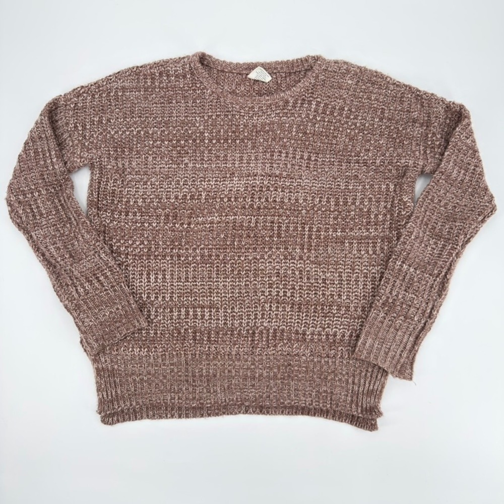 Essentials by Full Tilt Womens Mauve Marled Knit Crew Neck Sweater Size M 0319